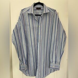 ETRO Milano shirt men’s IT 44 fits L blue cotton business casual designer